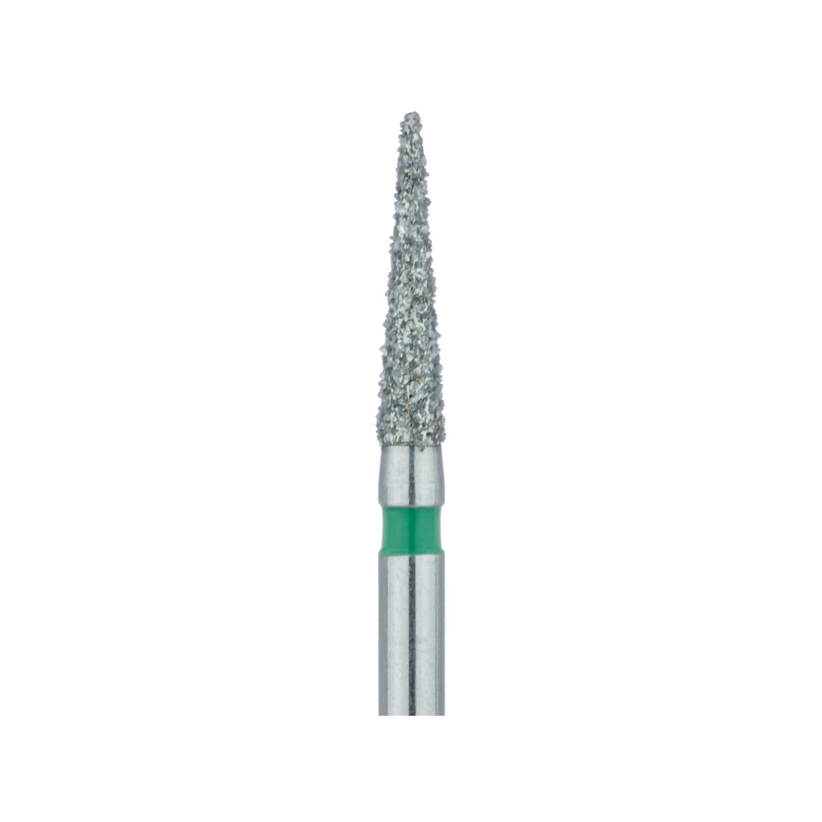 Meisinger 858G-016-FG Diamond Bur, Coarse Grit, Green Ring, Needle Shape, Point End, Friction Grip, 1.6 mm Head Diameter, 8.0 mm Head Length, 5/Pkg thumbnail 3