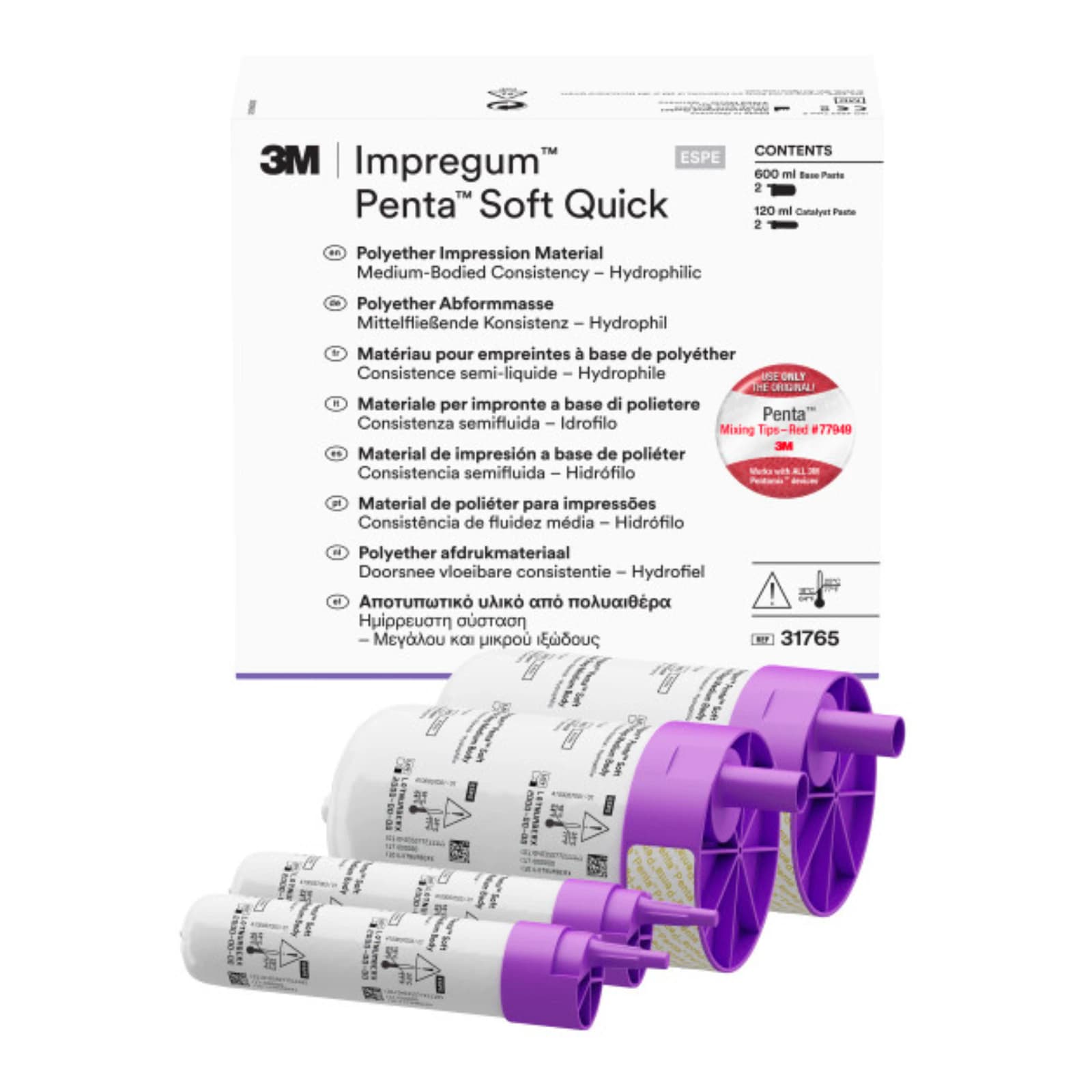 3M Impregum Penta Soft Quick Step Polyether Impression Material Refill, Medium Body, Fast Set, Mint Flavor, Medium Purple, 2 x 300 mL Base Paste & 2 x 60 mL Catalyst, 31765 thumbnail 3