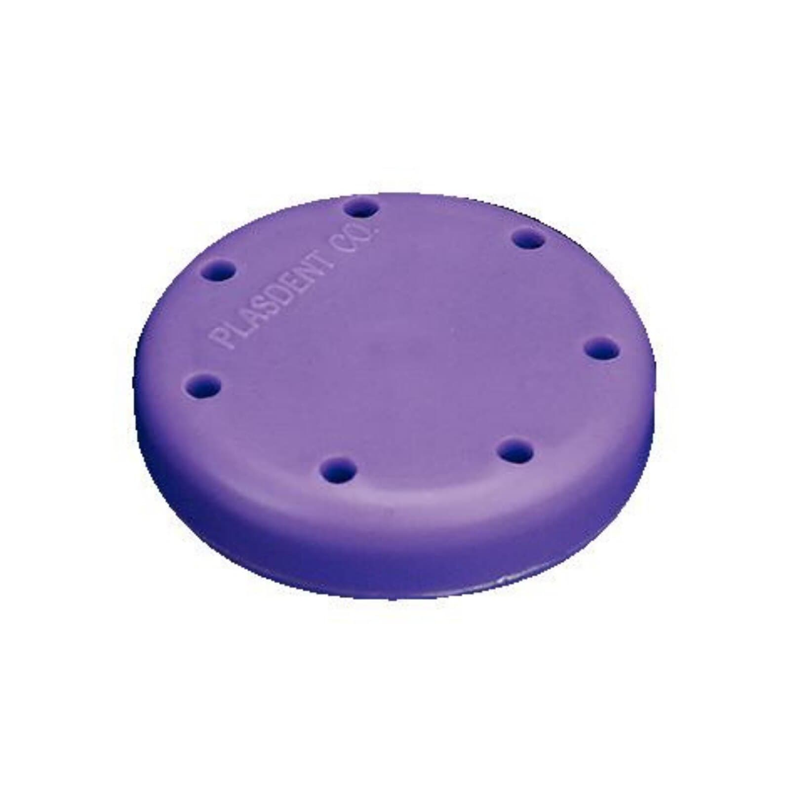 Plasdent Small Round Magnetic Bur Block, 7-Hole, Neon Purple, 1-5/8" Diameter - Magnetic Bur Block 7-Hole Small Round Neon-Purple - Image 1