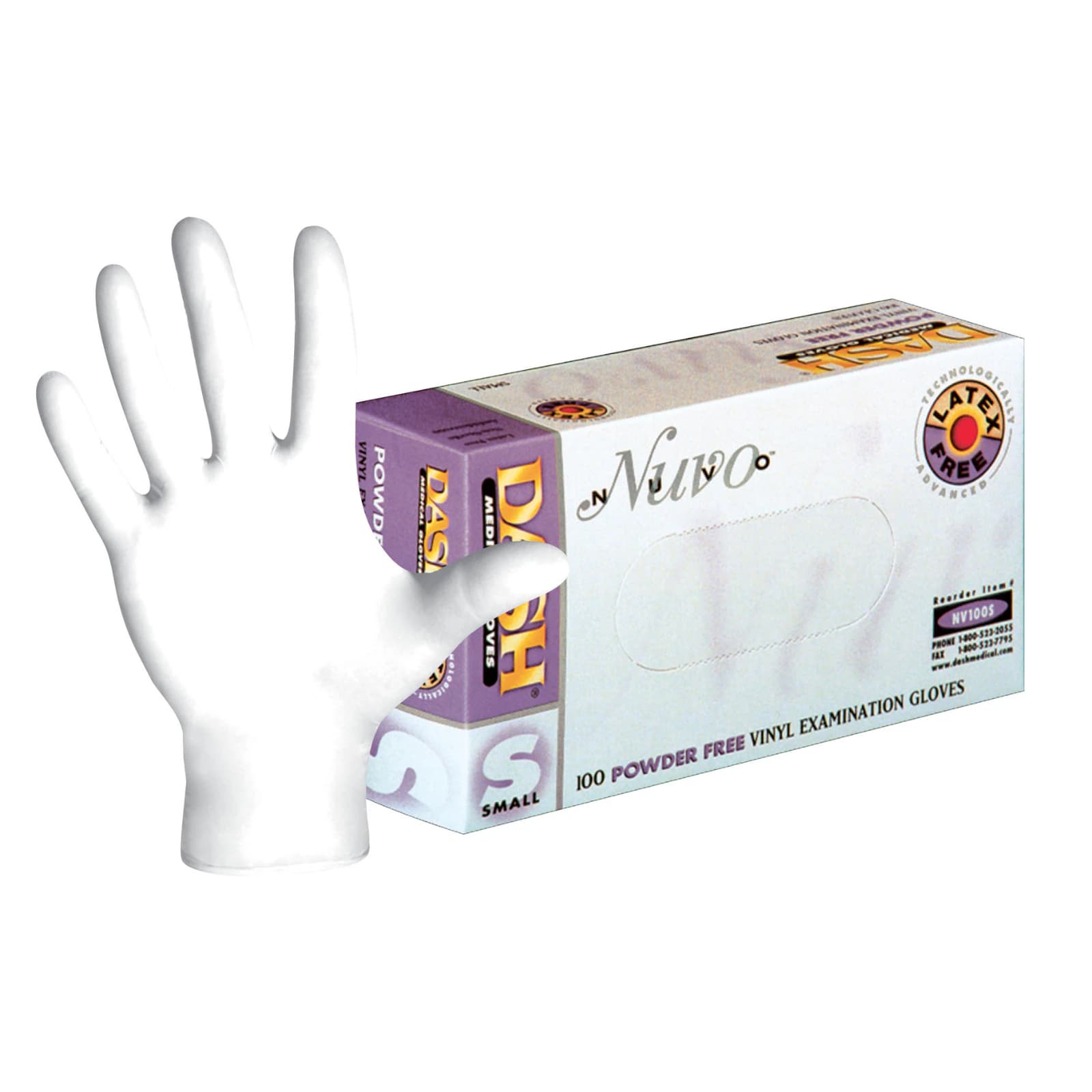 Nuvo Vinyl Exam Gloves, Powder-Free, Non-Sterile, Medium, White, 100/Box, NV100M thumbnail 10