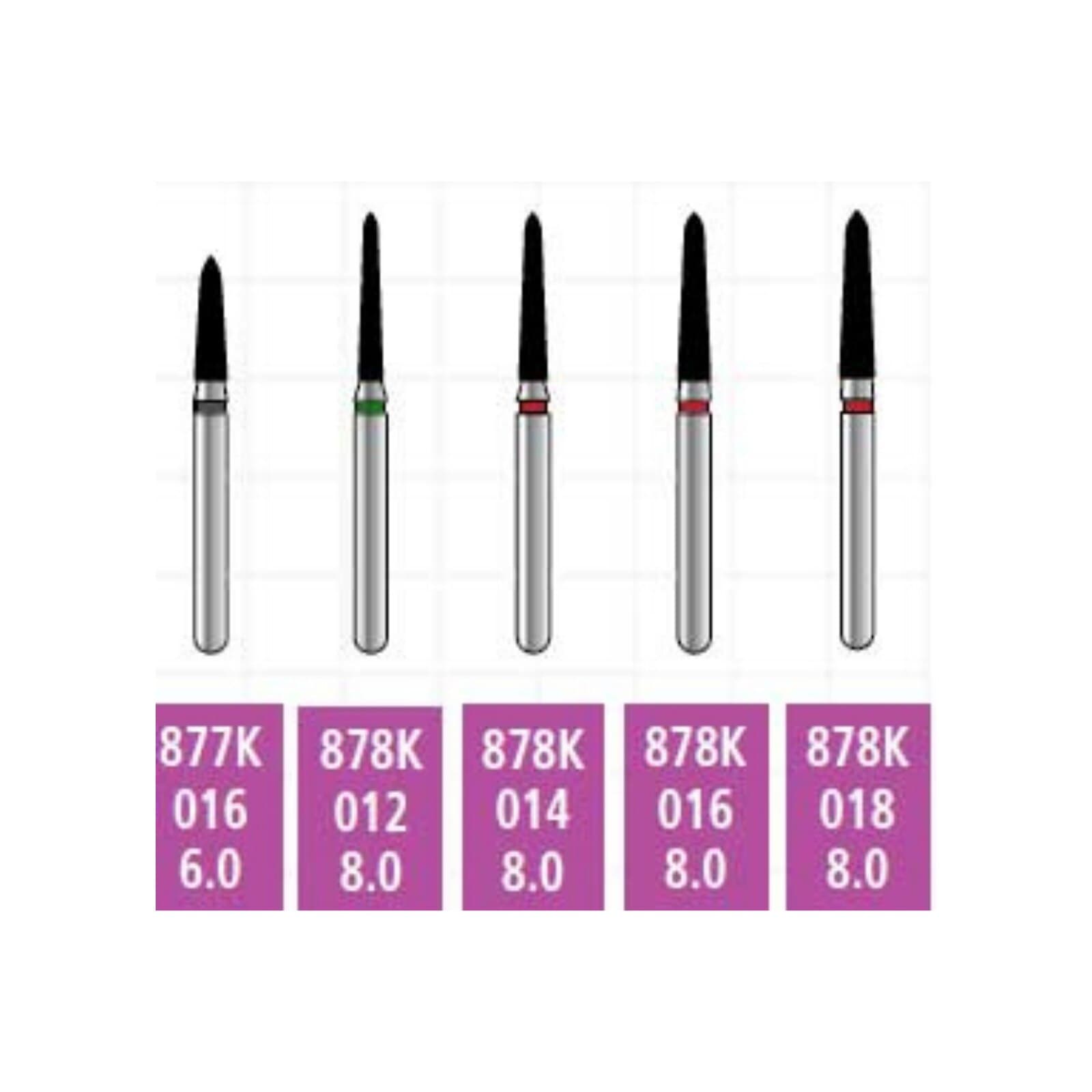 Alpen X1 Single-Use Diamond Bur, FG, Coarse, Modified Beveled Cylinder, #878-014, 1.4mm Diameter, 8.0mm Length, 25/Pk, X878C014 - Alpen X1 Sterile Singe-Use Diamonds FG 878-014 Coarse 25/Pk - Image 1