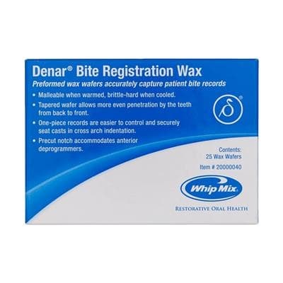 Denar Bite Registration Wax, Preformed Horseshoe Wafers, 25/Pack, 20000040 thumbnail 3