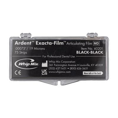 Ardent Exacta-Film Articulating Film, Black/Black, 19 Microns (0.00075"), Double-Sided, 75 Strips/Box, 60201 thumbnail 6