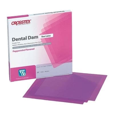Crosstex Latex Dental Dam, Thin, Blue, 6" x 6", Unflavored, 36/Box, 19302 thumbnail 3