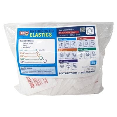Dental City Latex-Free Orthodontic Elastics, Chipmunk 1/8", Light Force (2.5 oz), 10000/Pack - Dental City Latex-Free Elastics Chipmunk 1/8" 2.5oz (Light Force) 10000/Pack - Image 1