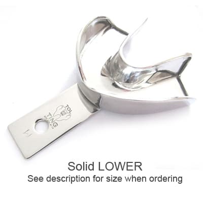 3B Orthodontics TOL Medium Lower Arch Solid Stainless Steel Impression Tray - TOL Medium, Lower arch, Solid stainless steel impression tray, exceptionally - Image 1