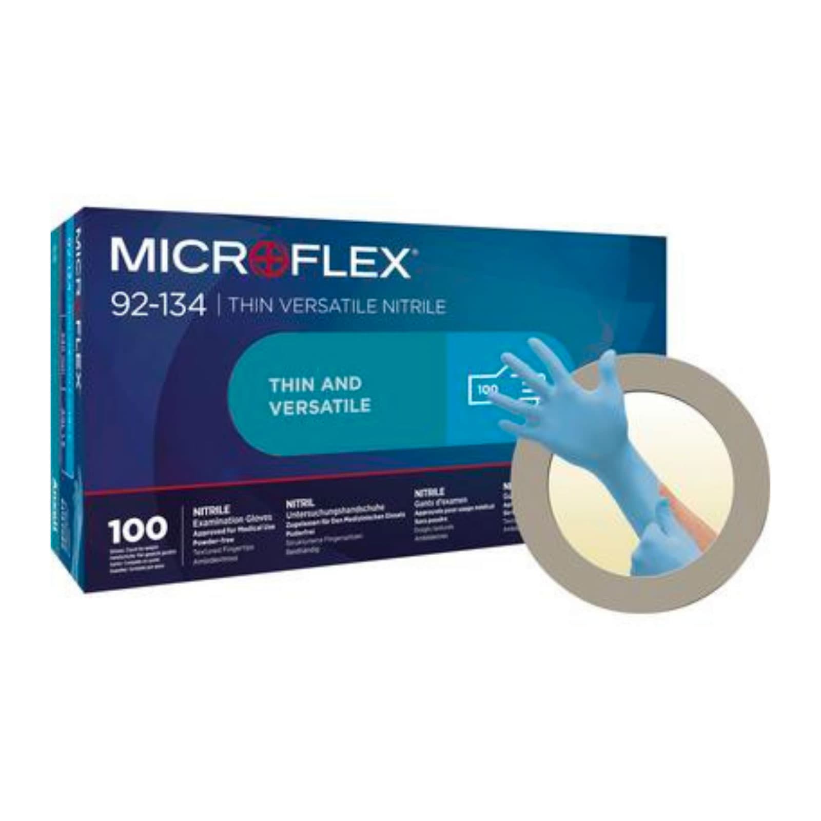 Ansell Microflex 92-134 Versatility Nitrile Exam Gloves, Powder Free, Textured, Small (6.5-7), Blue, 100/Box, 92134070 thumbnail 16