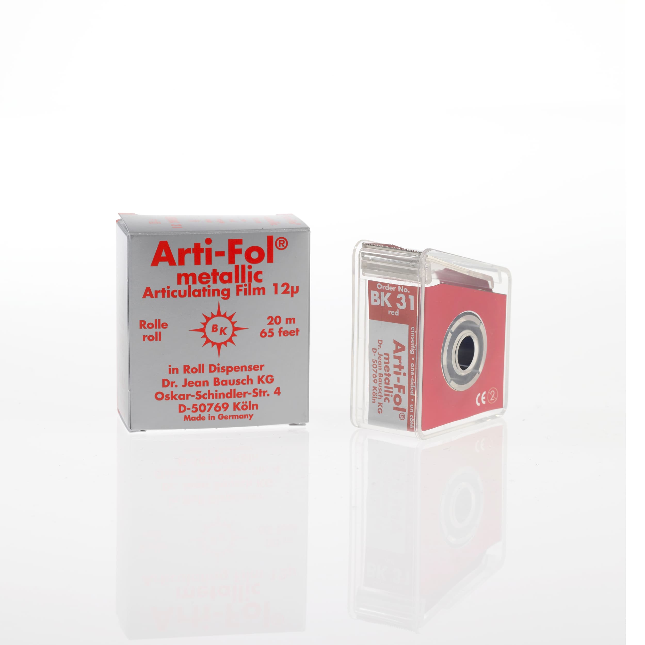 Arti-Fol Metallic One-Sided Articulating Film, 12 Microns, 22 mm x 20 m, Red, in Dispenser, BK-31 thumbnail 8