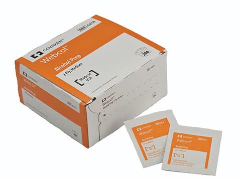 Webcol Alcohol Prep Pads, 70% Isopropyl Alcohol, 2 Ply, Medium, Non-Woven, Sterile, 200/Box thumbnail 6