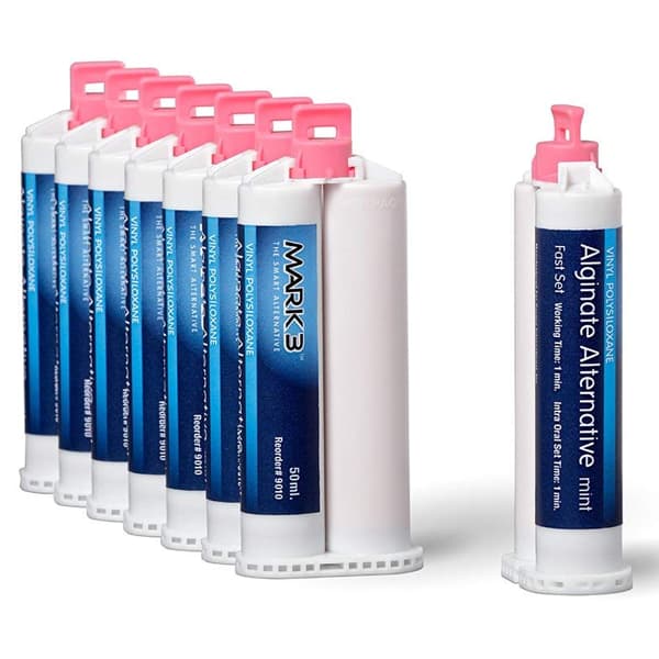 MARK3 VPS Alginate Alternative, Fast Set, Mint Flavor, 8 x 50ml Cartridges per Box - MARK3 VPS Alginate alternative, Fast set, Mint flavor, 8 x 50ml Cartridges per Box. - Image 1