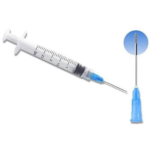 MARK3 Endo Irrigation Kit, 23 Gauge, 3cc Luer-Lock Syringes with 1" Bendable Notched Needle Tips, Blue, 100/Box - MARK3 Endo Irrigation Kit 23ga. 3cc, Blue. Contains 100 X 3 cc luer-lock endo - Image 1