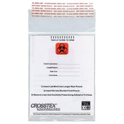 Crosstex Lab Transport Plastic Bags, 6" x 10", Adhesive Closure, Biohazard Symbol, 250/Pk thumbnail 3