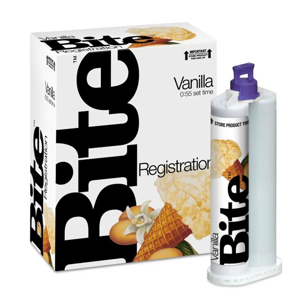 Vanilla Bite VPS Bite Registration Material, Fast Set, Rigid, Vanilla Scent, 48 mL Cartridges, 2/Pk with 10 Mixing Tips, SPD1105 thumbnail 14