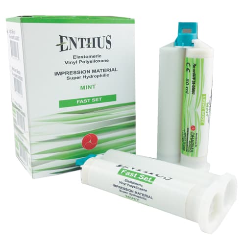 Enthus VPS Light Body Fast Set Vinyl Polysiloxane Impression Material, Spearmint, 4 x 50 mL Cartridges, 38-00007 thumbnail 3