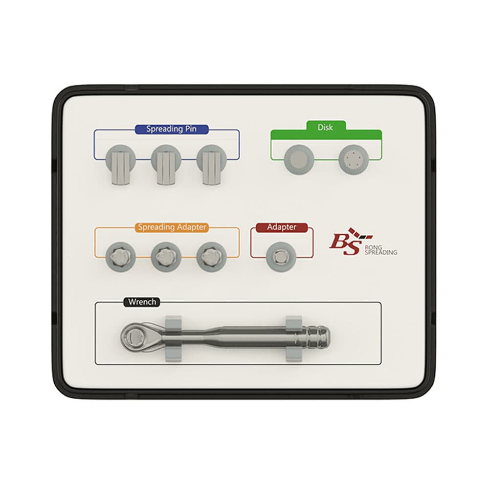 DSI Bone Spreader Kit with Saw Disks, Spreading Adapters, Pins, and Ratchet Wrench - DSI Bone Spreader Kit. Includes: - Image 1