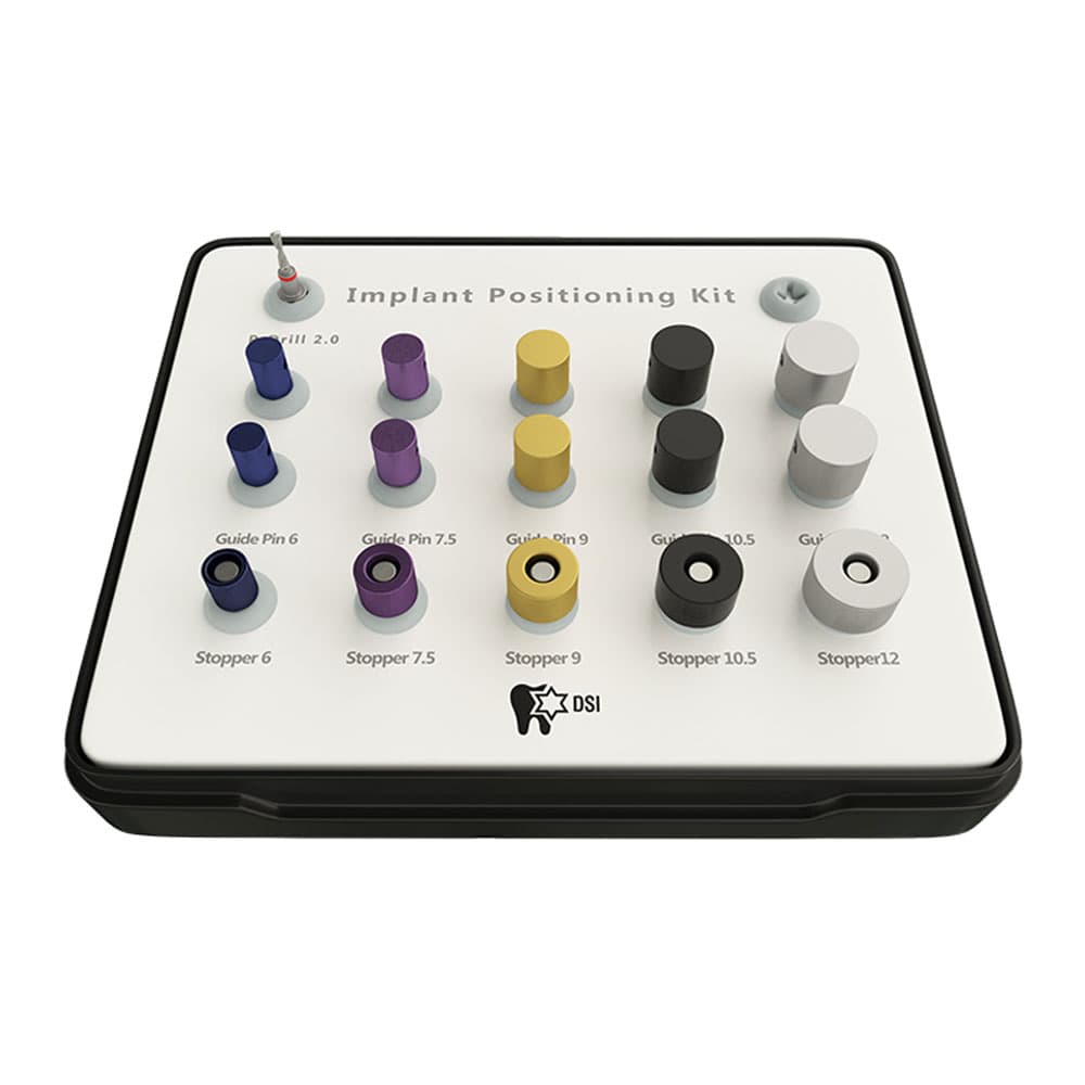 DSI Implant Positioner Kit with Positioning Drill, Guides, and Pins (2.0 mm Drill, 6.0–12.0 mm Guides/Pins) - DSI Implant Positioner Kit. Includes: - Image 1
