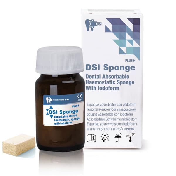 DSI Sponge Plus Sterile Dental Absorbable Hemostatic Sponge with Iodoform, 50/Jar, DSI-50 - Dsi Sponge Plus 50/jar. Sterile Dental Absorbable Hemostatic With Iodoform. Antiseptic - Dsi-50, DSI-50 - Image 1