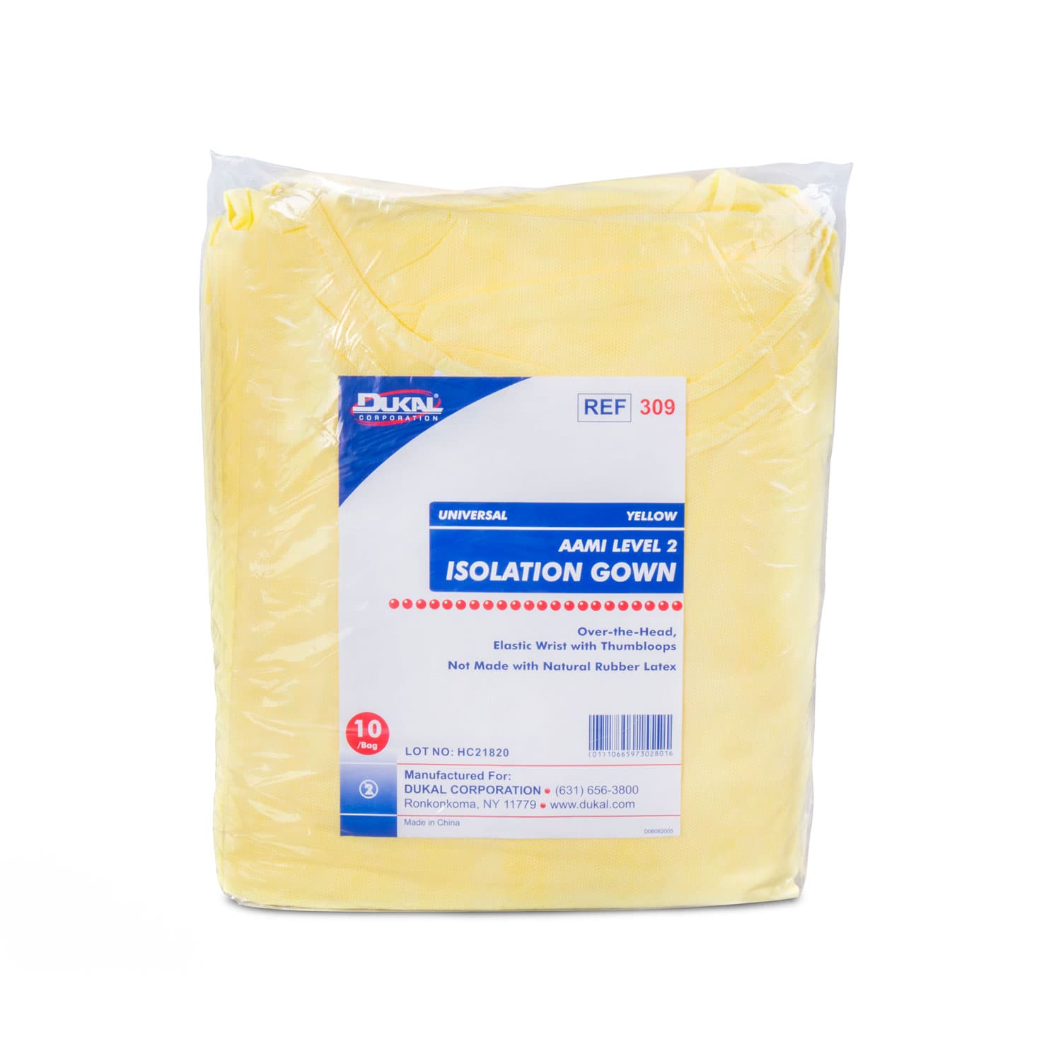 Dukal AAMI Isolation Gown, Level 2, Yellow, Over-the-Head, Elastic Wrist with Thumb Loop, 10/Pk thumbnail 8