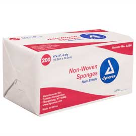 Dynarex Non-Woven Gauze Sponges, 4" x 4", 4-Ply, Non-Sterile, 2000/Case (10 Sleeves of 200), #3254 thumbnail 3