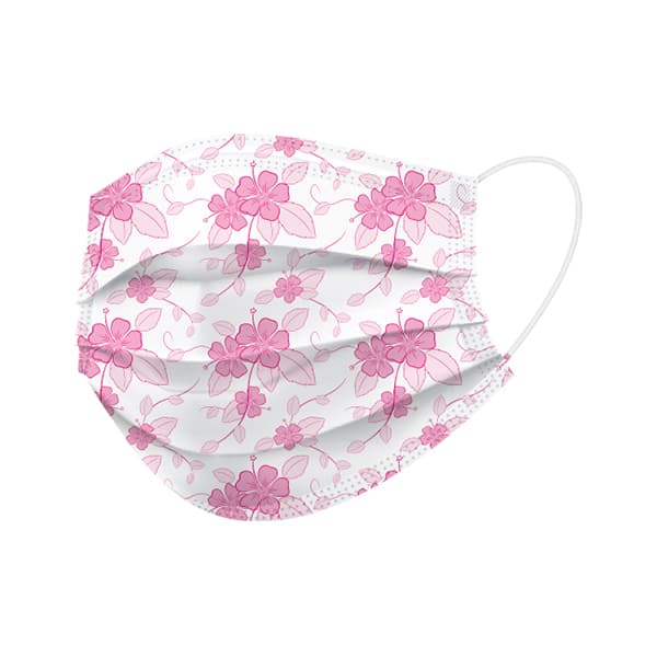 BeeSure Floral Earloop Face Mask, ASTM Level 3, Hibiscus Pink, 50/Box, BE2300 thumbnail 15