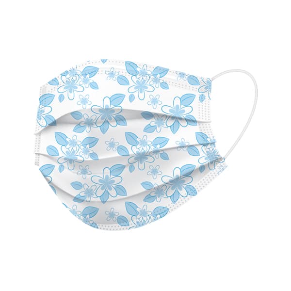 BeeSure Floral Earloop Face Mask, ASTM Level 3, Plumeria Blue, 50/Box, BE2310 thumbnail 11