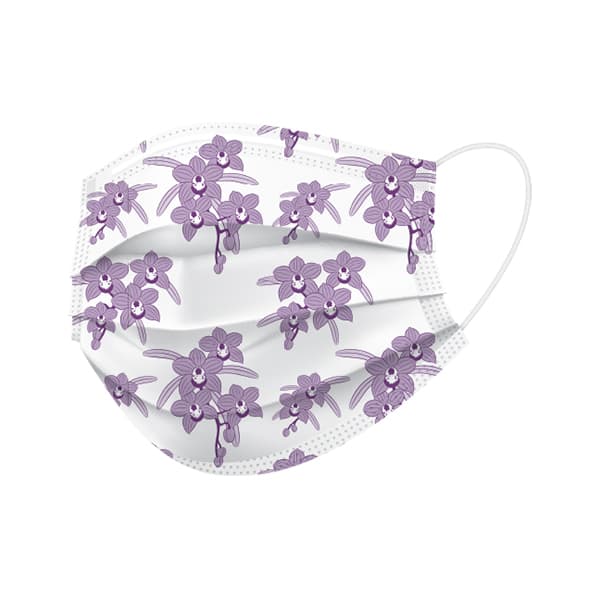 BeeSure Floral Earloop Face Mask, Orchid Printed Design, ASTM Level 3, 50/Box, BE2320 thumbnail 8