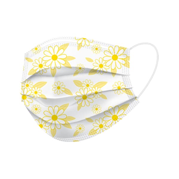 BeeSure Floral Design ASTM Level 3 Earloop Face Mask, Daisy Yellow, 50/Box, BE2330 thumbnail 8