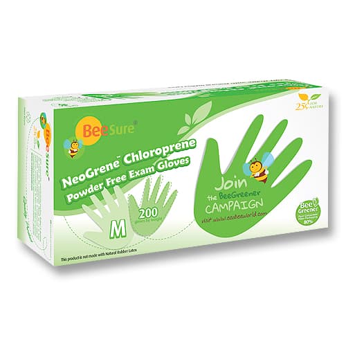 BeeSure NeoGrene Chloroprene Exam Gloves, Powder-Free, Non-Sterile, Medium, Green, 200/Box, BE1187 thumbnail 16