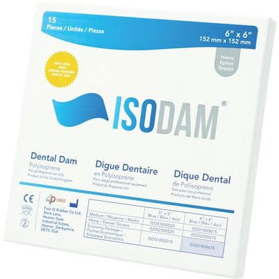 Isodam Non-Latex Polyisoprene Dental Dam, 6" x 6", Heavy, Blue, 15/Box, ISO02300615 thumbnail 11