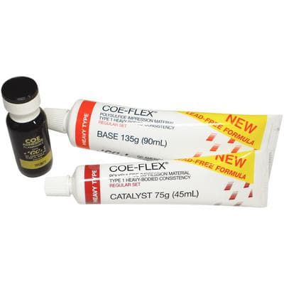 COE-FLEX Standard Package Heavy Body, Lead-Free Polysulfide Impression Material, 90ml Base/45ml Catalyst/15ml Adhesive, #131004 thumbnail 16