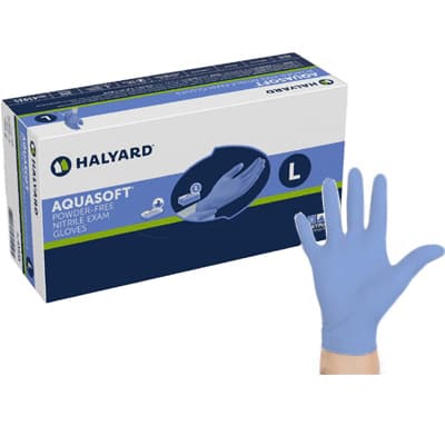 AquaSoft Nitrile Exam Gloves, Powder-Free, Non-Sterile, Large, Blue, Textured, 300/Box, 43935 thumbnail 8