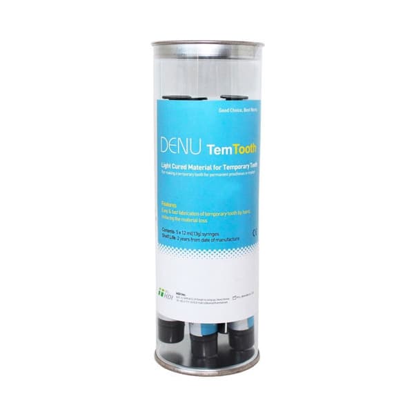 Denu TemTooth Temporary Light Cure Resin Material, Shade A3, 5 x 13g Syringes - Denu TemTooth Temporary Light Cure Resin Material Shade A3 5x13g Syringes. Fast - Image 1