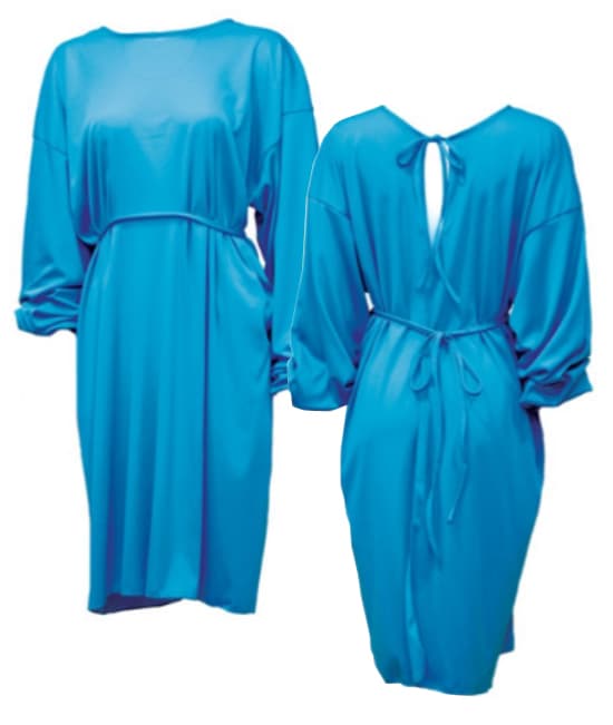 House Brand Reusable Open Back Gown, 100% Polyester, Blue/Green, 43" Length, 1/Pk thumbnail 2