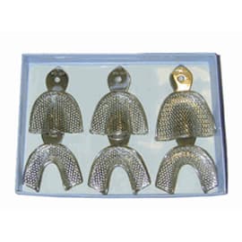 House Brand Perforated Full-Arch Stainless Steel Adult Impression Trays, Set of 6 - House Brand Set of 6 perforated full-arch stainless steel adult impression trays - Image 1