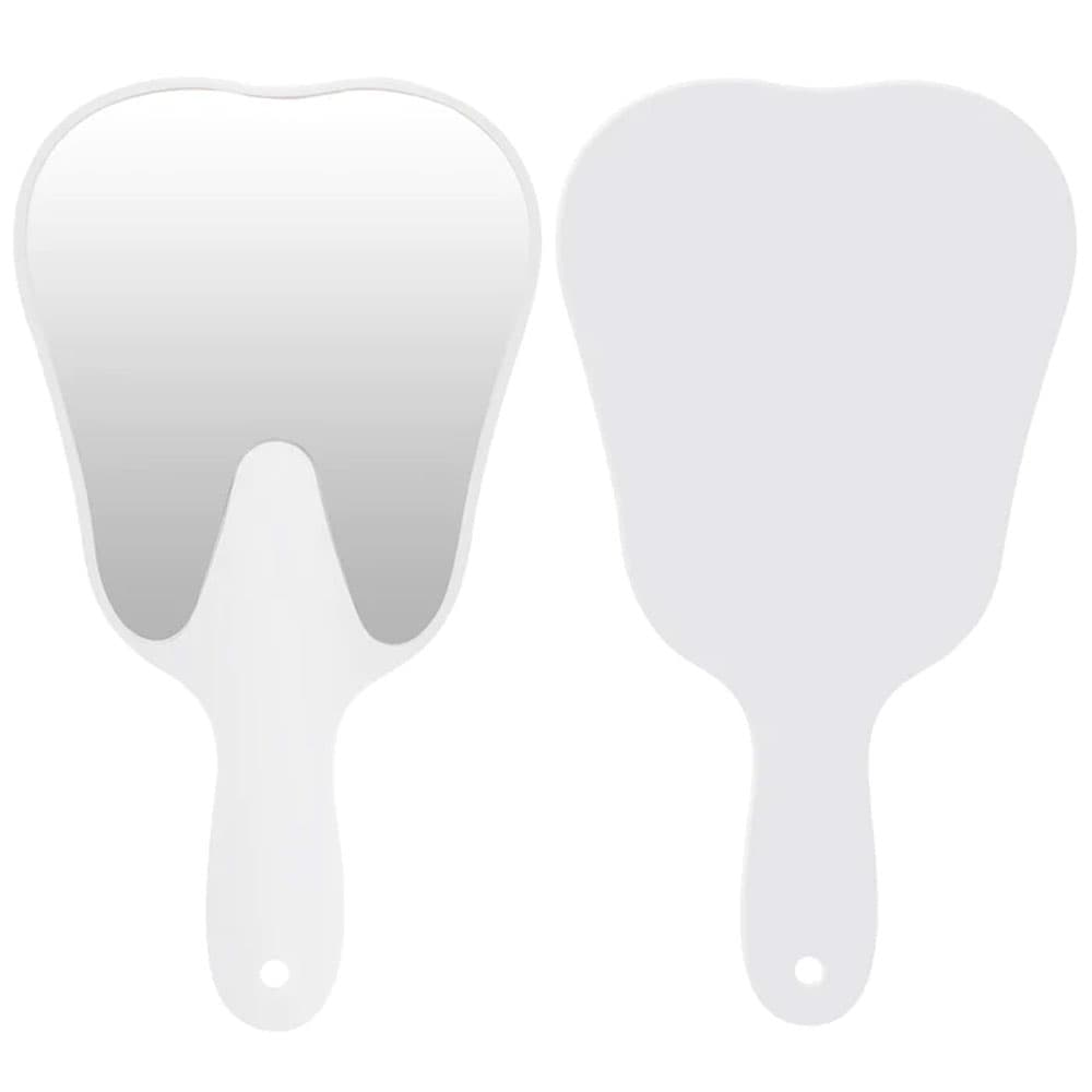 JMU Tooth Shaped Dental Hand Mirror, White, 24.5 x 13.5 cm, 1/Pk - JMU 24.5 x 13.5cm Tooth Shaped Dental Mirror, White, 1/Pk - Image 1