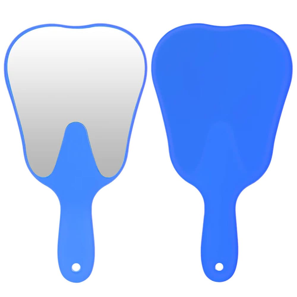 JMU Tooth Shaped Dental Hand Mirror, Blue, 24.5 x 13.5 cm, 1/Pk - JMU 24.5 x 13.5cm Tooth Shaped Dental Mirror, Blue, 1/Pk - Image 1