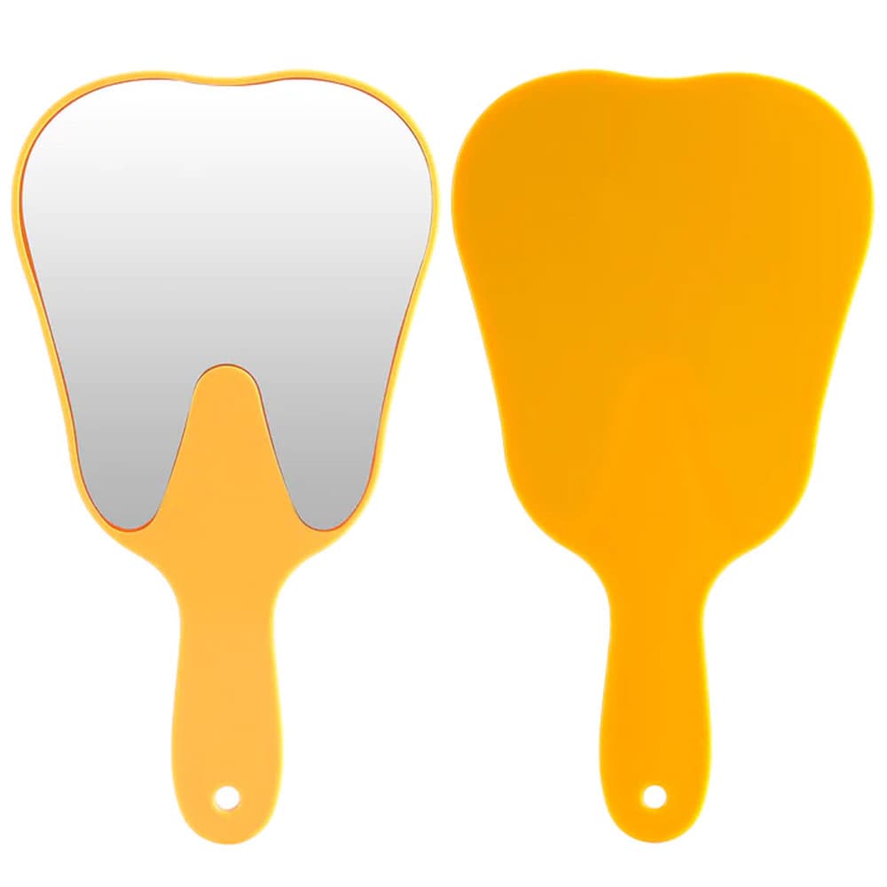 JMU Tooth Shaped Dental Hand Mirror, Yellow, 24.5 x 13.5 cm, 1/Pk - JMU 24.5 x 13.5cm Tooth Shaped Dental Mirror, Yellow, 1/Pk - Image 1