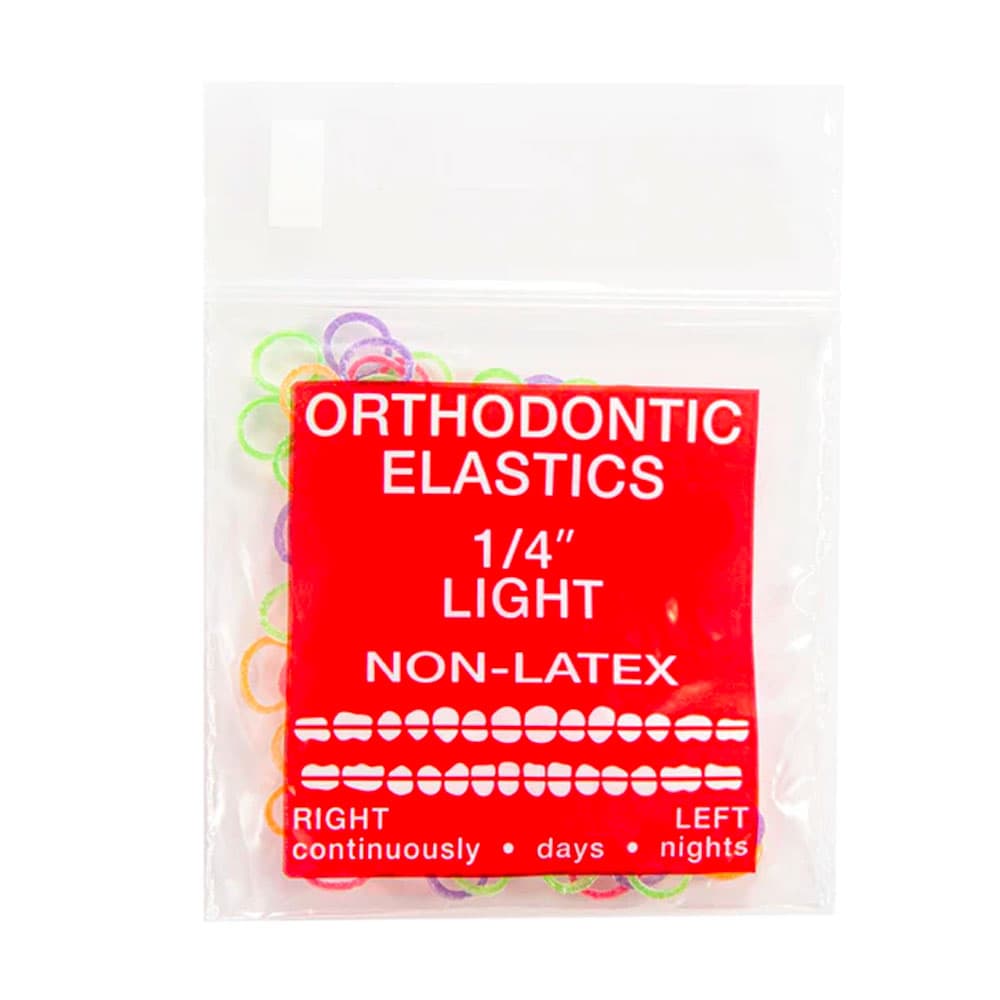 JMU Orthodontic Elastic, Light 1/4", Latex Free, Neon Assorted, 100/Bag - JMU Orthodontic Elastic, Light 1/4", Latex Free, Neon Assorted, 100/Bag - Image 1