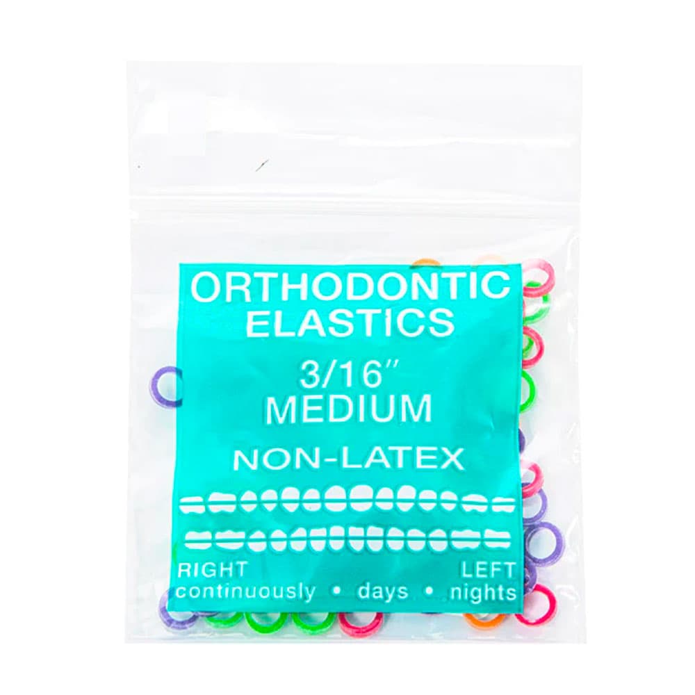 JMU Orthodontic Elastic, Medium 3/16", Latex Free, Neon Assorted, 100/Bag - JMU Orthodontic Elastic, Medium 3/16", Latex Free, Neon Assorted, 100/Bag - Image 1