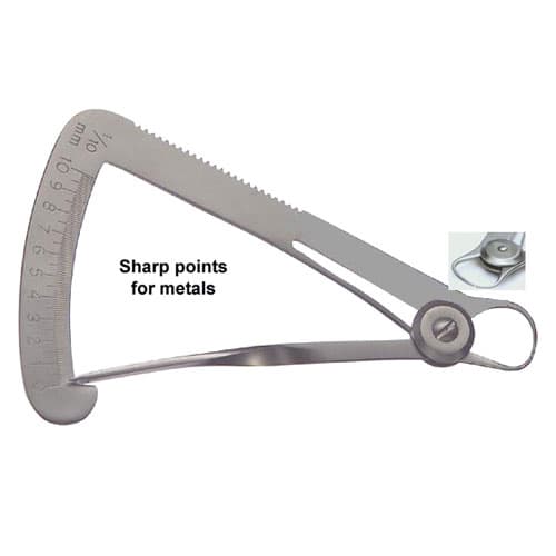 JSP Iwanson Crown Gauge for Metal, Pointed Tips, Stainless Steel, 0.1–10.0 mm - JSP Iwanson Crown Gauge for Metal with Pointed Tips. High grade stainless - Image 1
