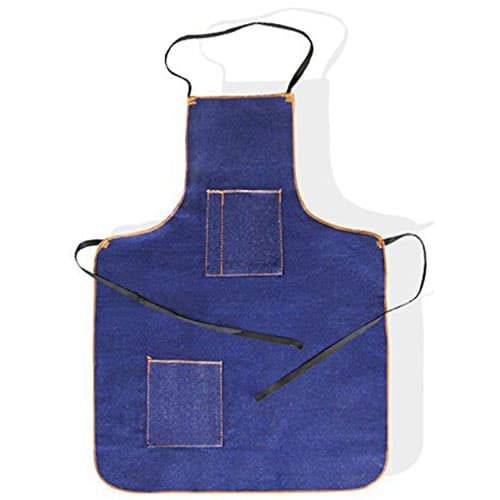 JSP Denim Apron, Long Knee High, Blue, 25"W x 45"L, 2 Pockets Bib - JSP Denim Apron Long Knee High, Blue. Size: 25" wide x 45" long, 2 Pockets Bib - Image 1
