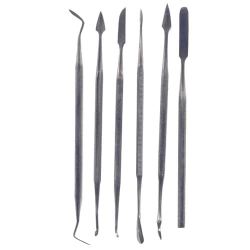 JSP Wax Carving Tools, Set of 6 in Plastic Pouch, Stainless Steel, Knurled Handles, Lengths 5-1/2" to 7" - JSP Wax Carving Tools, Set of 6 in plastic pouch. For intricate carving - Image 1