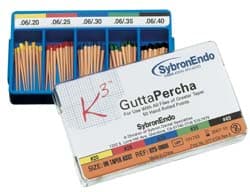 Kerr Gutta Percha Points, Medium-Fine, Tapered, 120 Points (6 Vials of 20), #14378 - Kerr Medium-Fine natural Gutta Percha Points, box of 120 points - Image 1