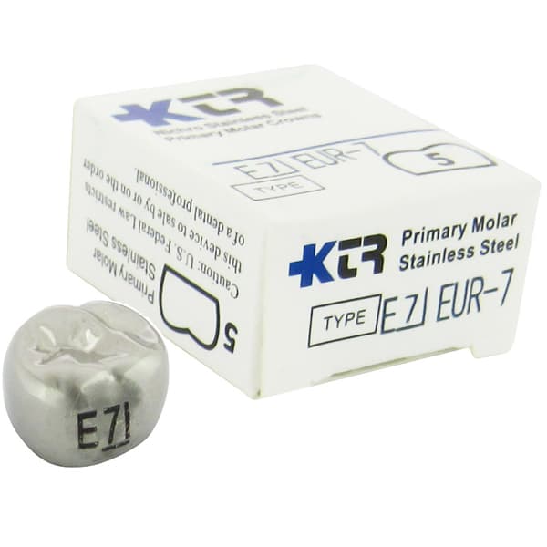 KTR Nichro Stainless Steel Crown, Upper Right Primary Second Molar, Size 7, Box of 5, KTR-B-EUR7 thumbnail 2