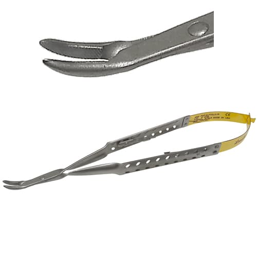 Laschal Castroviejo Needle Holder, 17.75 cm (7"), Curved Tips, Round Handle - Laschal 17.75 cm (7") Castroviejo needle holder with curved tips and round - Image 1