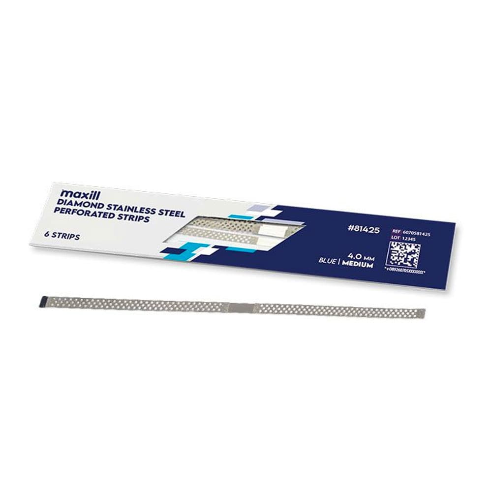 maxill Diamond SS Perforated Strips, 4.0mm, Medium, Blue, 6/Pk - maxill Diamond SS Perforated Strips, 4.0mm, Medium, Blue, 6/Pk - Image 1
