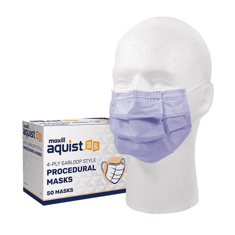 Maxill Aquist 3D ASTM Level 3 4-Ply Earloop Procedural Masks, Lavender, 50/Box - maxill aquist 3D ASTM Level 3 4-Ply Earloop Style Procedural Masks, Lavender, 50/Box - Image 1