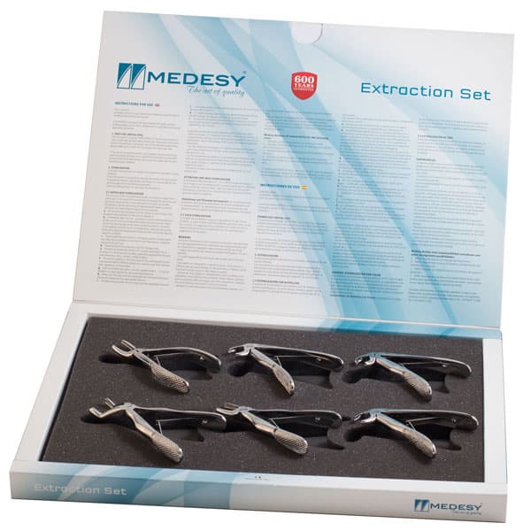 Medesy Pedo Forceps Extraction Set, 6 Instruments (Upper Incisors, Upper Premolars, Upper Molars, Lower Incisors/Canines, Lower Molars/Premolars, Lower Roots) - Pedo Forceps Extraction Set 6/Set - Image 1