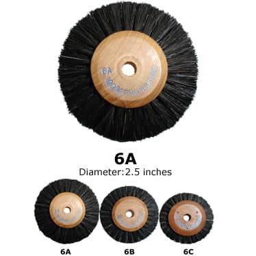 BesQual Brush Wheels 6A, 2.5" Diameter, 2-Row Converging, Wooden Center, 12/Pk - BesQual Brush Wheels 6A 2.5" diameter, 12/Pk - Image 1