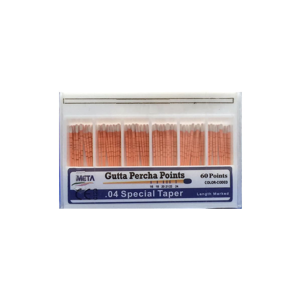 Meta Gutta Percha Points, #60, Taper 0.04, Color Coded, Spill-Proof Box of 60 - Meta Gutta Percha Points - #60, Taper size 0.04, Color Coded, Spill-Proof Box of 60 - Image 1